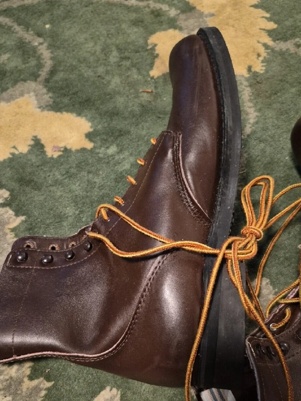 Supreme Brown Leather Work Boots with Tan Laces